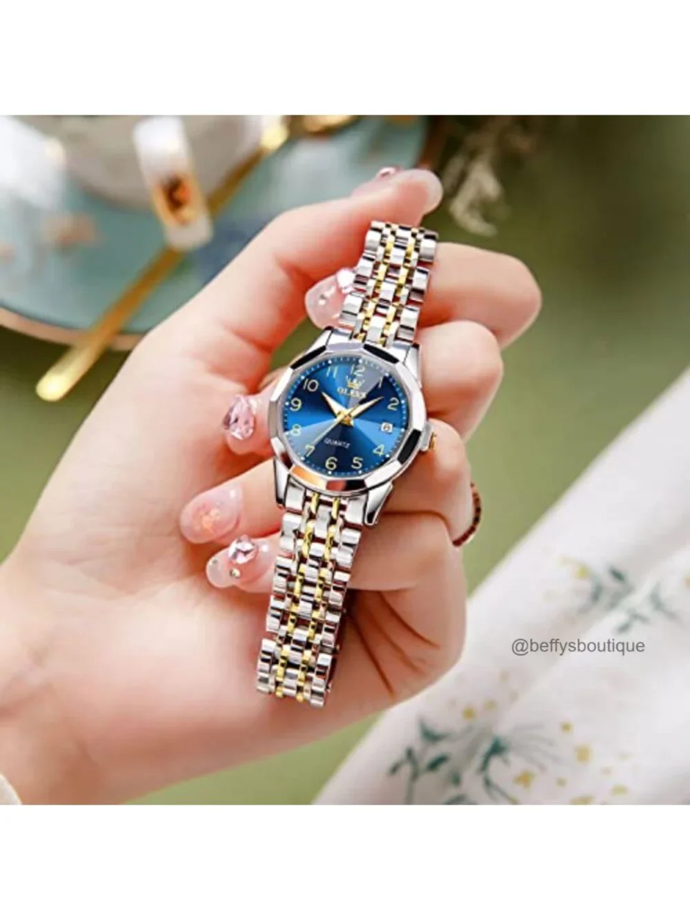 Women's Crystal Quartz Stainless Steel Dress Watch with Luminous Dial